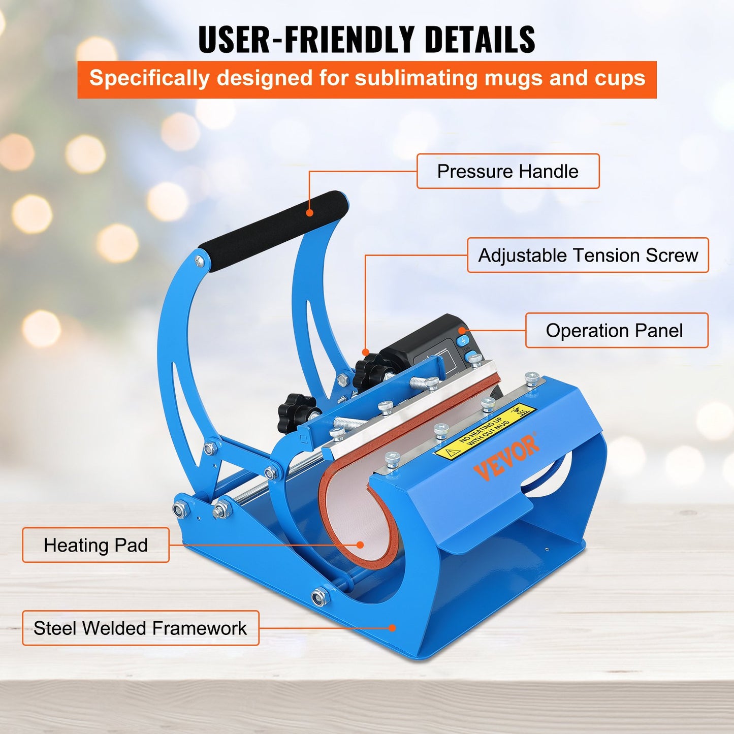 Tassen-Hitzepresse, 11 oz/11,5 cm und 20 oz/22 cm, zwei Platten, LCD-Tassenpresse mit abnehmbaren Transfer-Sublimationsmatten, DIY-Presse für schmale Kaffeetassen, Kieselgeldruck, Blau