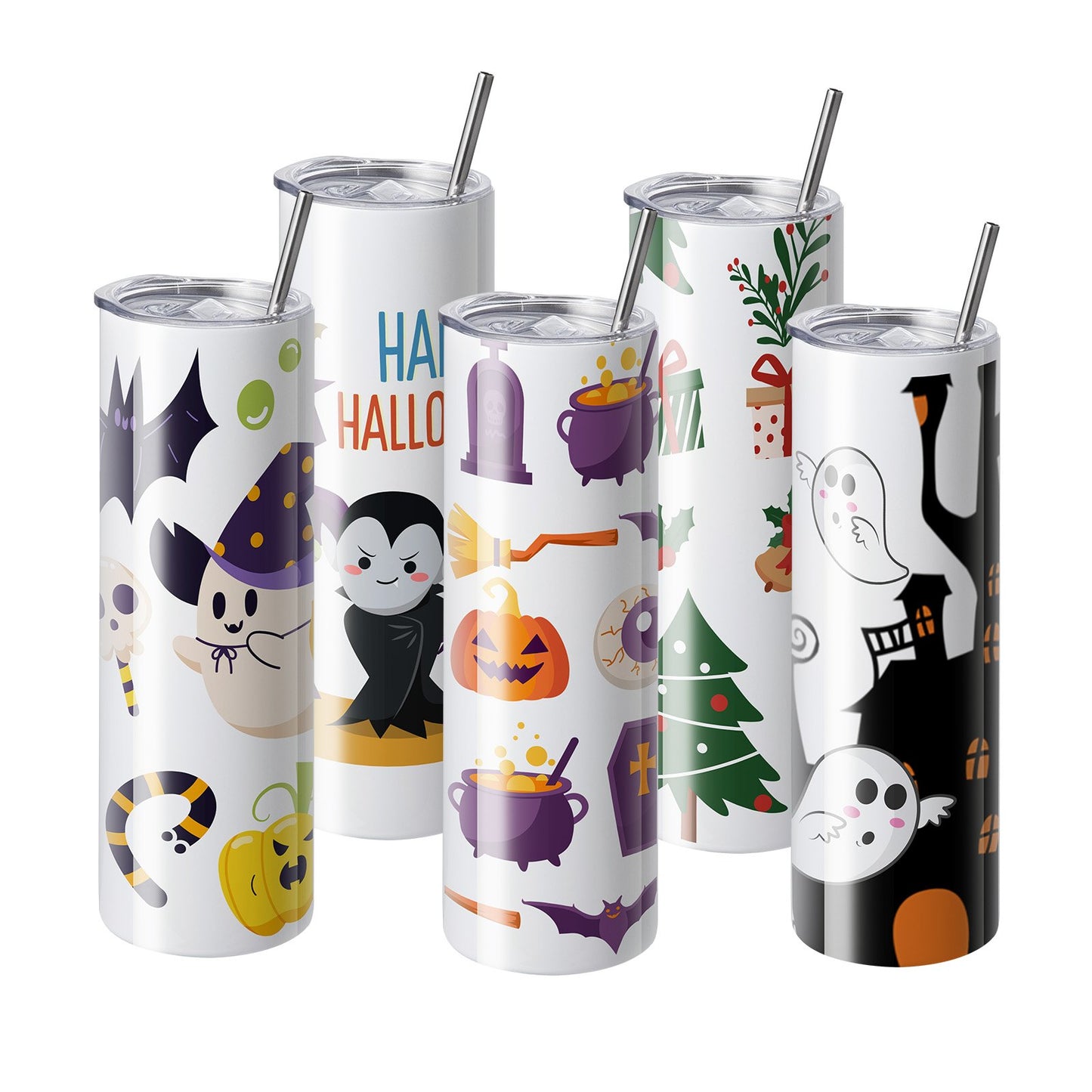 8er-Pack gerade Sublimationsbecher, 30 oz glänzender Becher, doppelwandiger Edelstahl mit Strohhalm, Deckel, Bürste, Boden, Schrumpffolie, Geschenkbox, für Wärmepresse und Wärmeübertragung