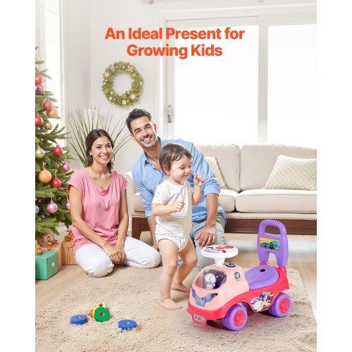 Åkbil för småbarn, Åkbil för småbarn 19 till 36 månader, Åkleksak med tuta och musik, 22 kg lastkapacitet, Förvaring under sätet, Gåvagn från fot till golv för småbarn pojkar flickor, Rosa | EU
