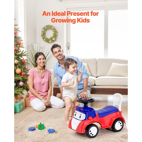 Åkbil för småbarn, Åkbil för småbarn 19 till 36 månader, Åkleksak med musik och förvaring under sätet, 25 kg lastkapacitet, Gåvagn från fot till golv för småbarn pojkar flickor, Röd | EU