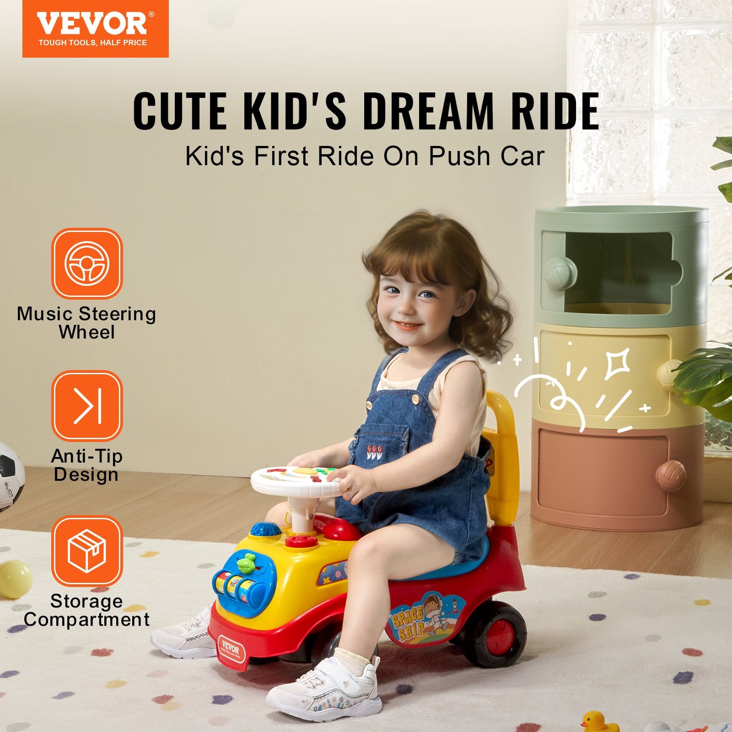 Ride On Car Boys Girls Push Along Toy Car Stroller for Toddlers 1-3 Years
