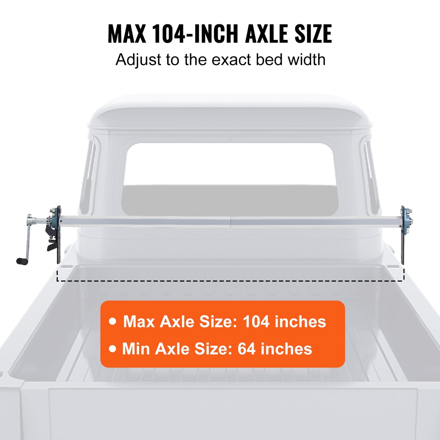 Handvev Tarp Roller Kit, 64" till 104" bred, aluminiumlegering, manuell hyttnivå Dumper Tarp Roller med 7" svamplindat handtag, perfekt för dumper, släpvagnar, sopbilar (ingen presenning)