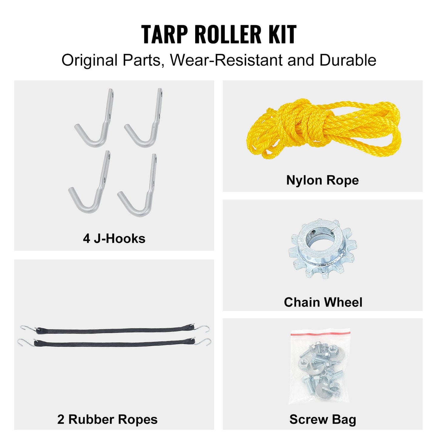 Handvev Tarp Roller Kit, 64" till 104" bred, aluminiumlegering, manuell hyttnivå Dumper Tarp Roller med 7" svamplindat handtag, perfekt för dumper, släpvagnar, sopbilar (ingen presenning)