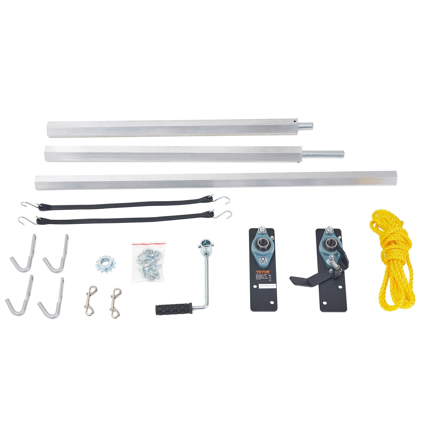 Handvev Tarp Roller Kit, 64" till 104" bred, aluminiumlegering, manuell hyttnivå Dumper Tarp Roller med 7" svamplindat handtag, perfekt för dumper, släpvagnar, sopbilar (ingen presenning)