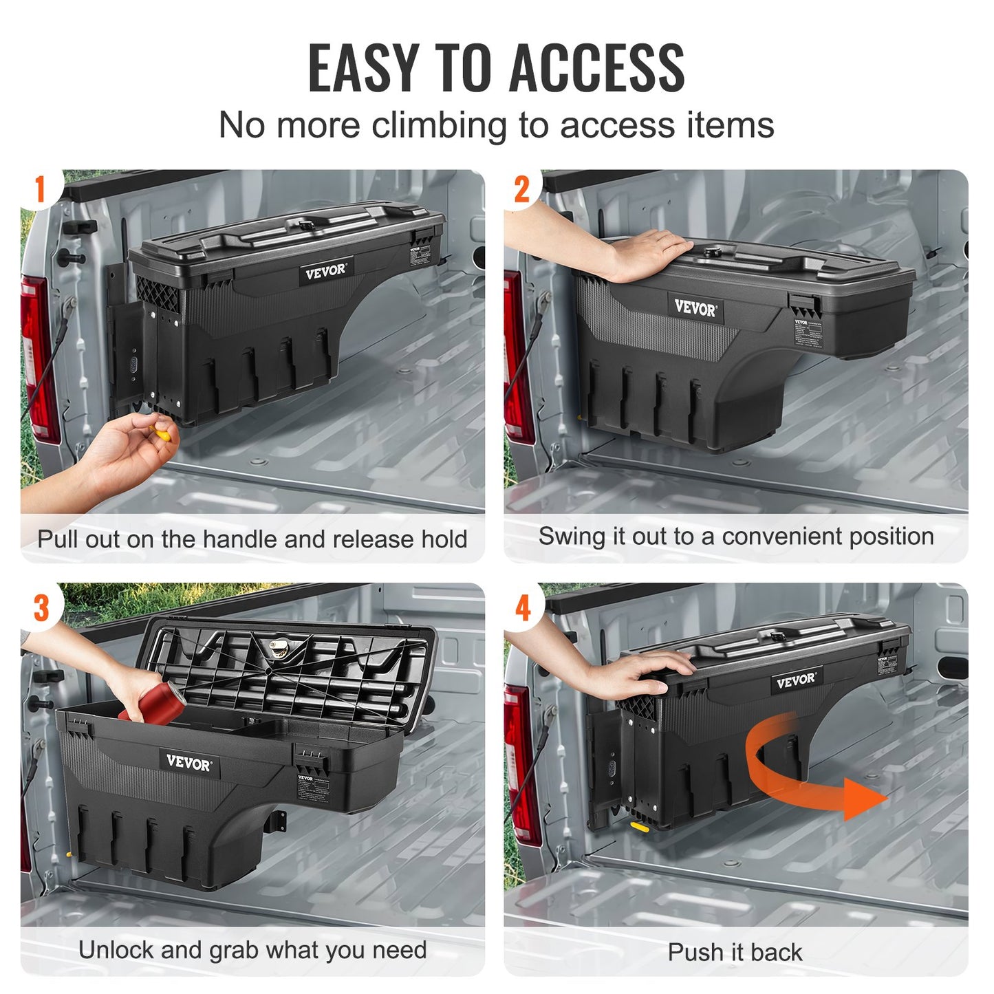 Truck Bed Storage Box, Låsbart lock, Vattentät ABS Wheel Well Verktygslåda 6,6 Gal/20 L, Kompatibel med Chevrolet Silverado 1500 GMC Sierra 1500 2019-2021, Förarsida, Svart