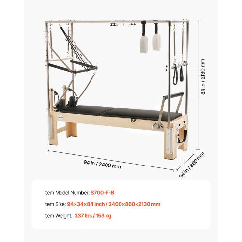 Pilates Reformer Wooden Pilates Machine Home Gym Exercise Equipment | EU