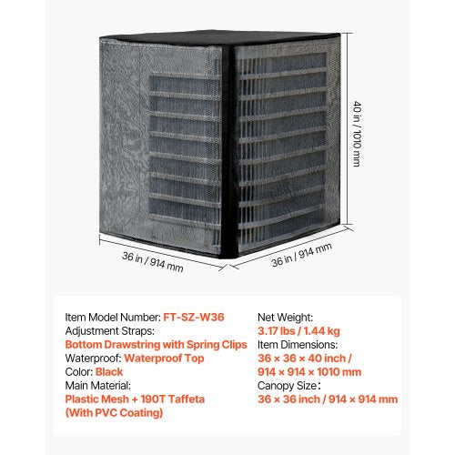 914 x 914 x 1010 mm Luftkonditioneringsskydd Dubbelskiktat Avtagbart Baldakin | EU