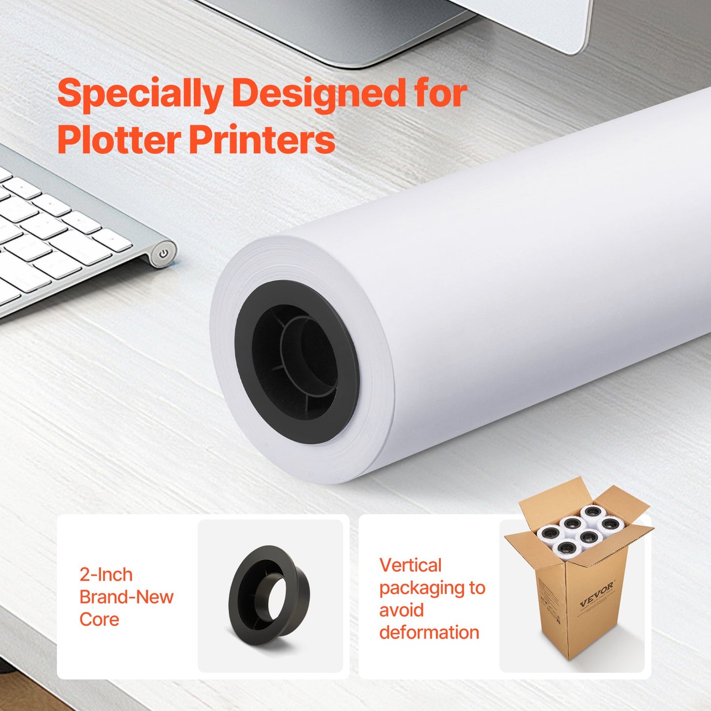 Großformatpapier Plotterpapier 6 Rollen 24 Zoll x 150 Fuß CAD Bond Rollen
