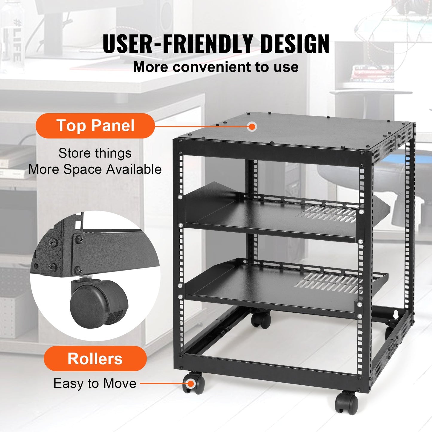 12U Open Frame Server Rack, 15''-40'' einstellbare Tiefe, freistehend oder zur Wandmontage Netzwerk-Server-Rack, 4-Pfosten-AV-Rack mit Rädern, hält alle Ihre Netzwerk-IT-Geräte AV-Ausrüstung Router Modem