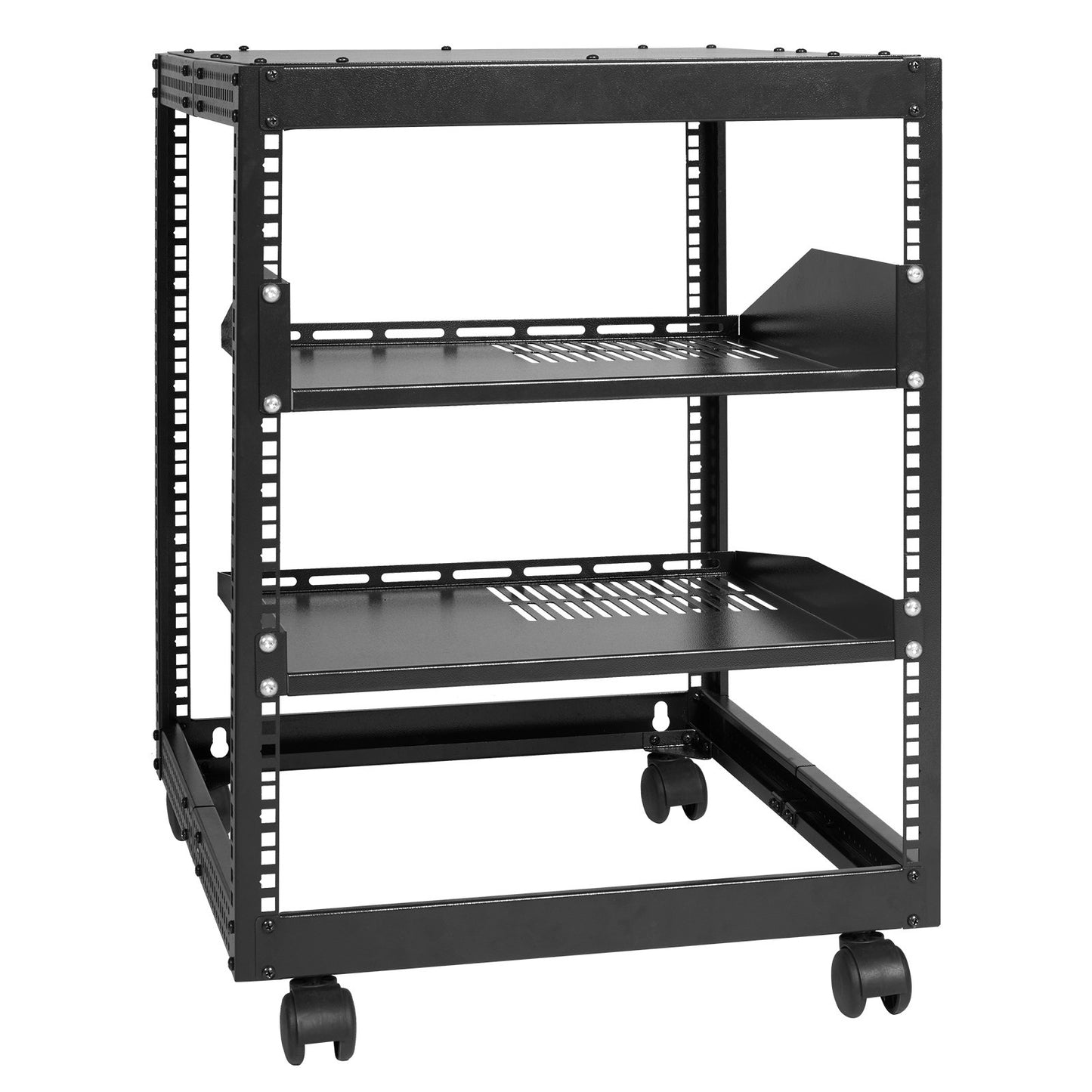 12U Open Frame Server Rack, 15''-40'' einstellbare Tiefe, freistehend oder zur Wandmontage Netzwerk-Server-Rack, 4-Pfosten-AV-Rack mit Rädern, hält alle Ihre Netzwerk-IT-Geräte AV-Ausrüstung Router Modem