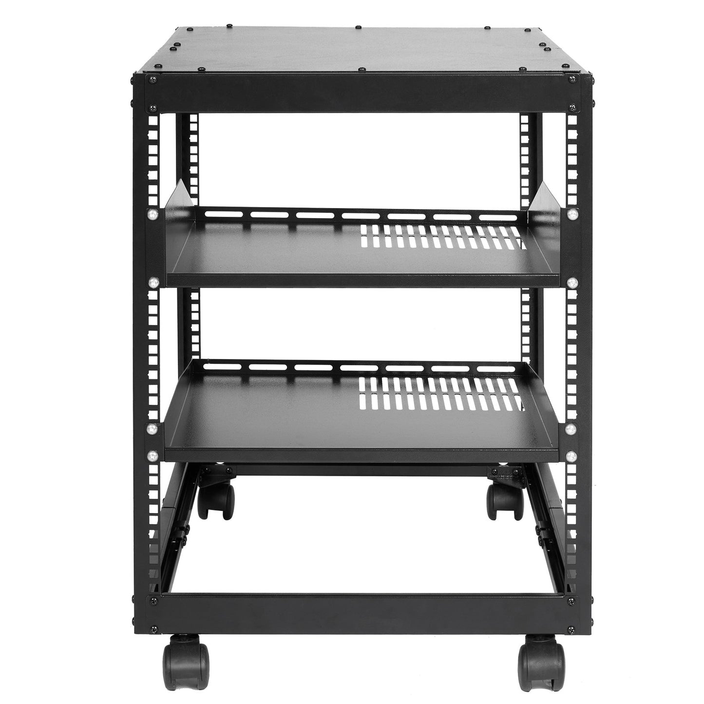 12U Open Frame Server Rack, 15''-40'' einstellbare Tiefe, freistehend oder zur Wandmontage Netzwerk-Server-Rack, 4-Pfosten-AV-Rack mit Rädern, hält alle Ihre Netzwerk-IT-Geräte AV-Ausrüstung Router Modem