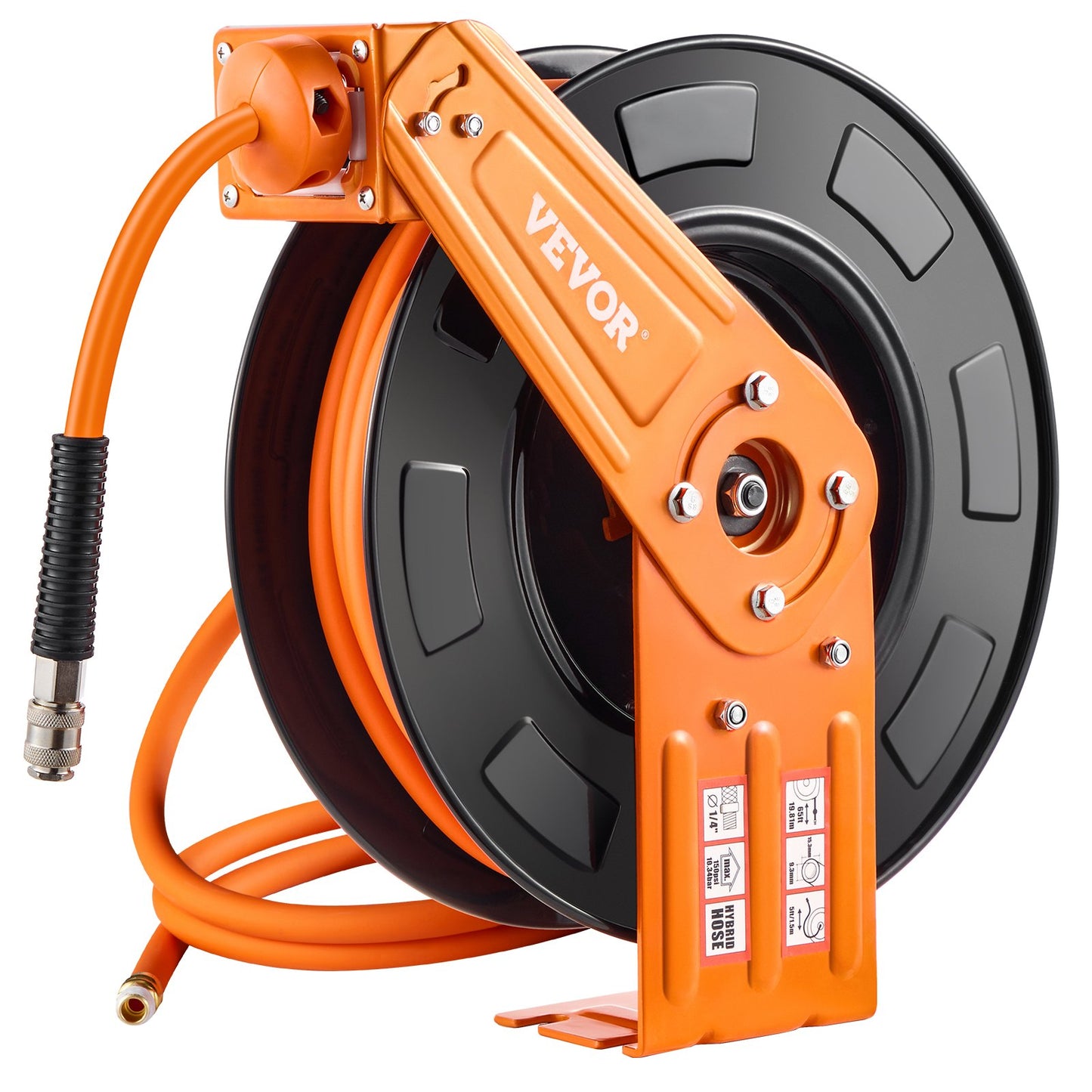 Retractable Air Hose Reel 3/8 IN x 65 FT Hybrid Air Hose Reel Max 300 PSI