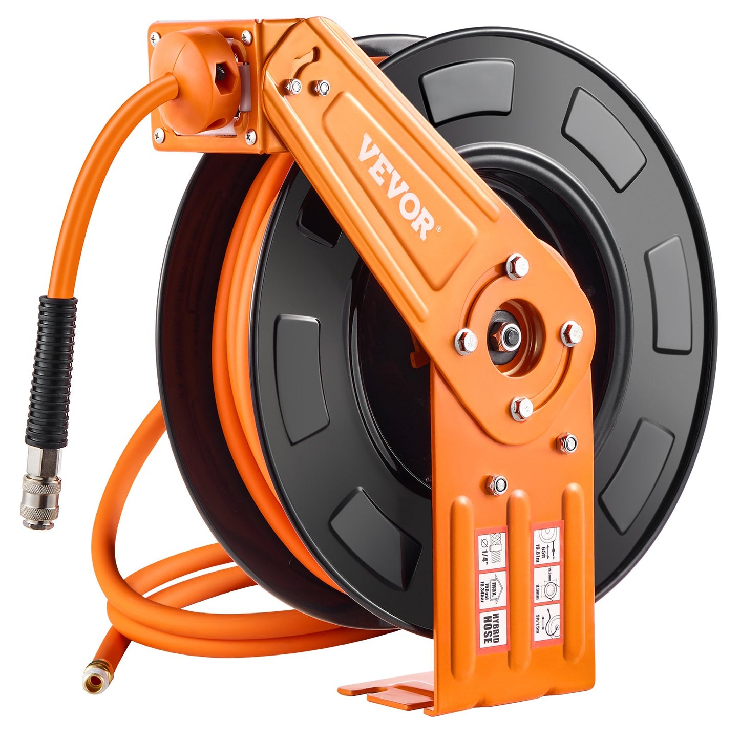 Retractable Air Hose Reel 3/8 IN x 65 FT Hybrid Air Hose Reel Max 300 PSI