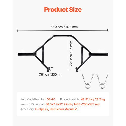 Trap Bar Hex Bar Squat Shrug Skivstång Tyngdlyftning Öppen Ram 50 mm | EU