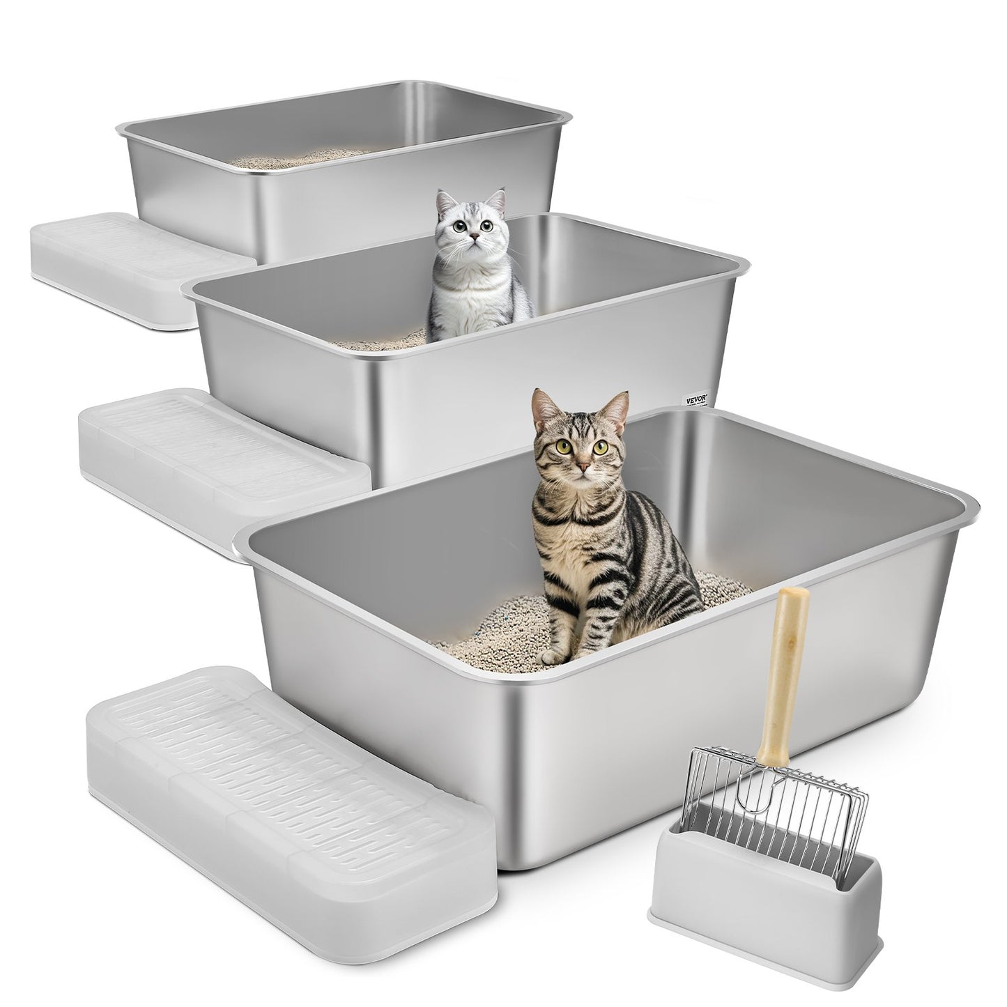 8 in deep cat litter box Odor-free litter box with filtering footboard