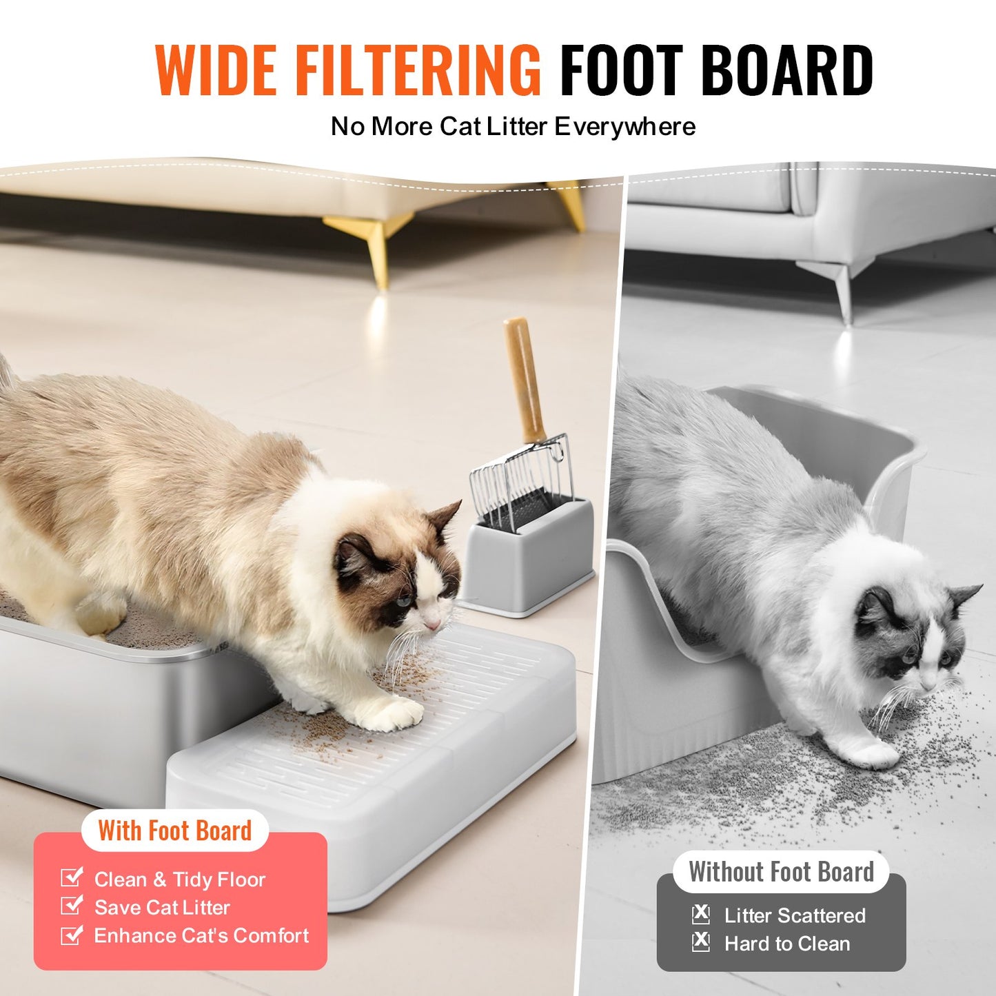 6 Zoll tiefe Katzentoilette Geruchsfreie Katzentoilette mit filterndem Fußteil