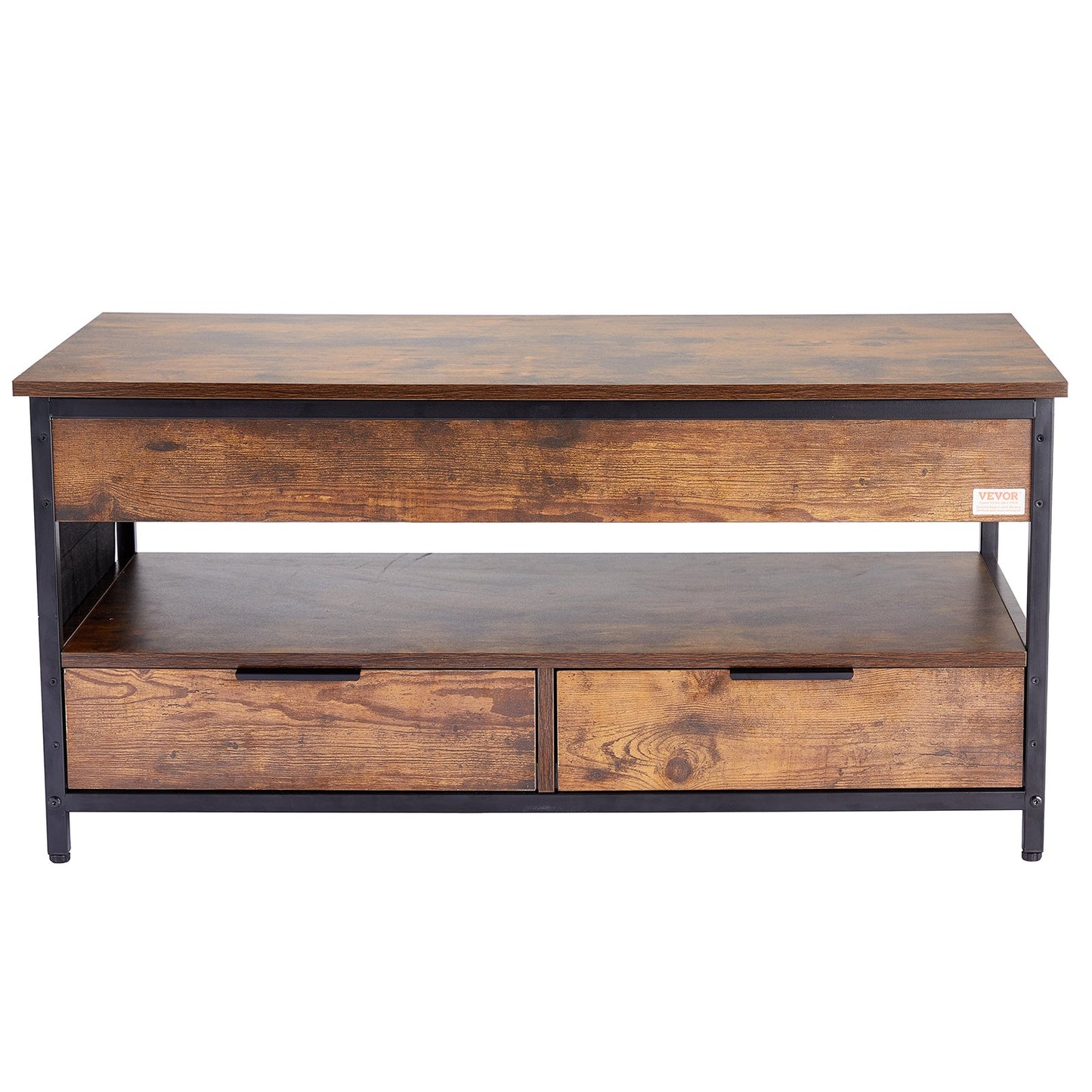 Lift Top Soffbord 39,4" rektangulärt soffbord med ljus & USB Brun