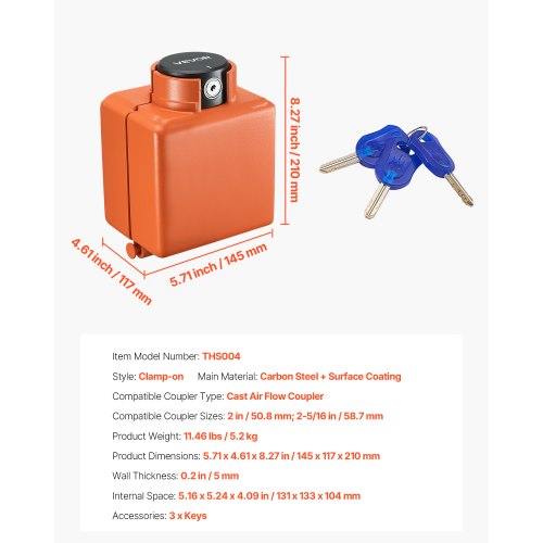 Kragenkupplungsschloss, passend für 2 und 2-5/16-Zoll-Kupplungen, Anhängerkupplungsschloss | EU