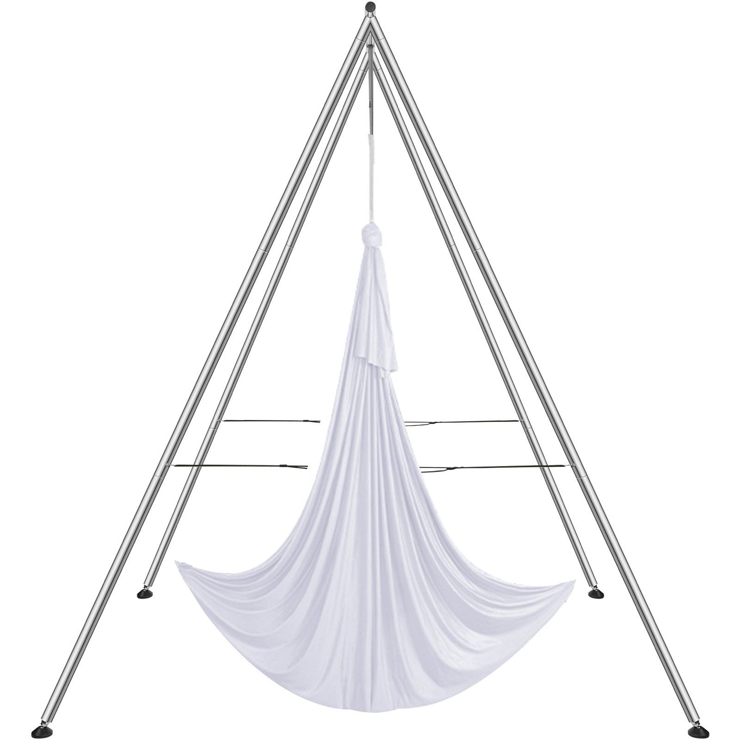 Aerial Yoga Frame & Yoga Hammock, 9.67 ft Height Professional Yoga Swing Stand Comes with 6.6 Yard Aerial Hammock, Max 551.15 lbs Load Capacity Yoga Rig for Indoor Outdoor Aerial Yoga, White