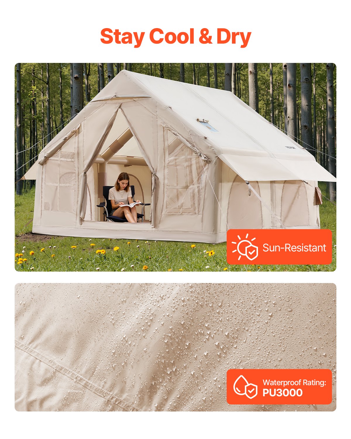 Uppblåsbart tält för camping 4-6 personers glampingtält med pump Enkelt att sätta upp