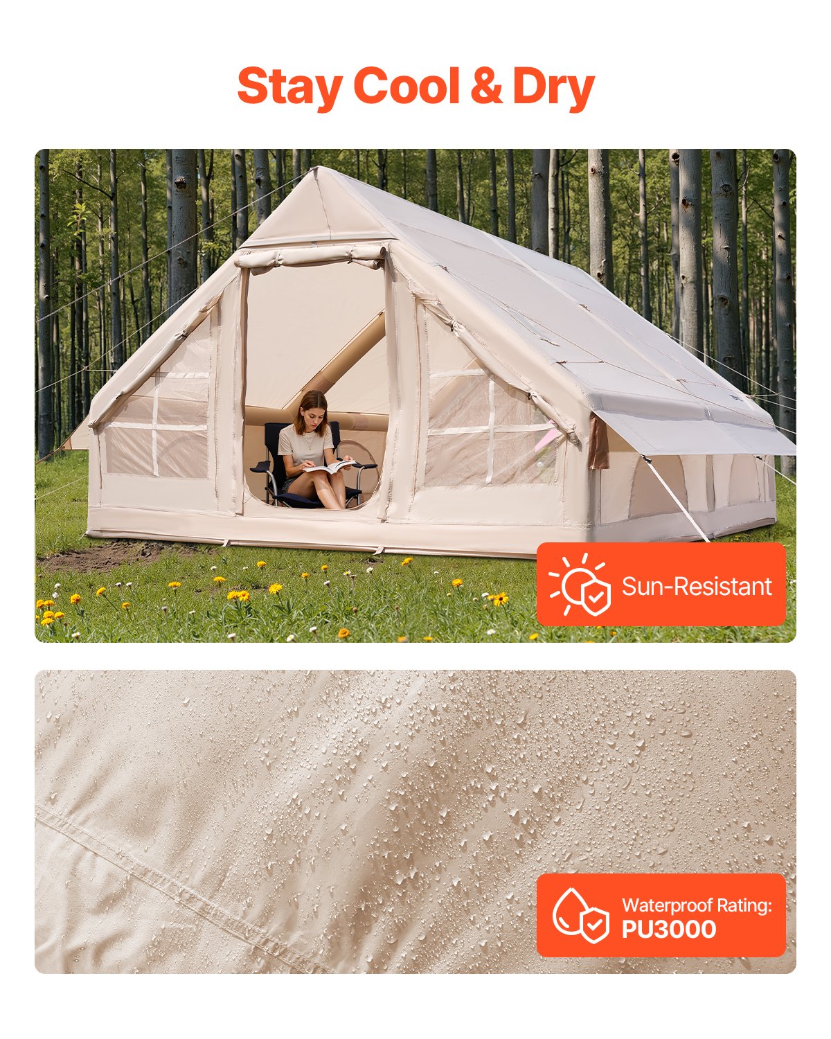 Uppblåsbart tält för camping 5-8 personers glampingtält med pump Enkelt att sätta upp