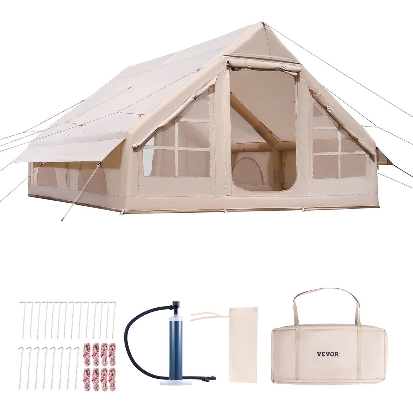 Uppblåsbart tält för camping 5-8 personers glampingtält med pump Enkelt att sätta upp
