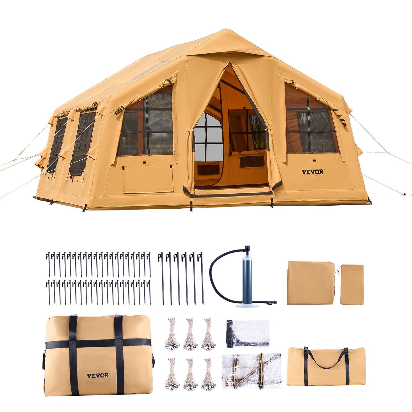 Inflatable tent for camping 8-12 people glamping tent with pump Easy assembly