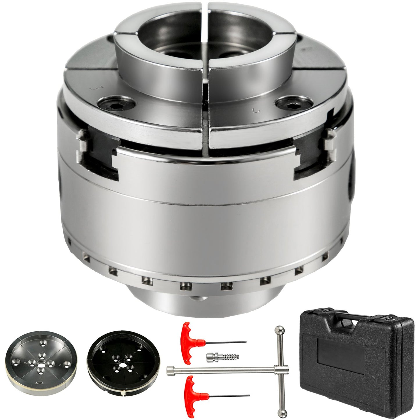 Drehfutter, 4 Zoll, Holzdrehfutter, 4 Backen, 1 Zoll x 8TPI Gewinde, Drehfutter-Set, Nova Drehfutter, Holzdrehfutter, Schüsselfutter mit Satz von Qualitätszubehör und einem Koffer für die Holzbearbeitung