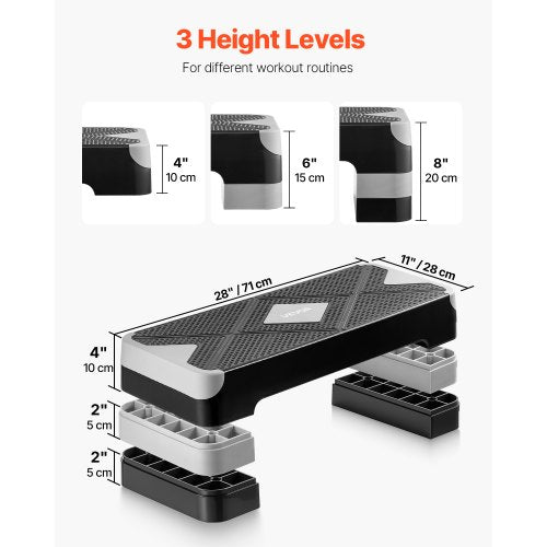 Aerobic Exercise Step Platform Justerbar Workout Step 4 Riser Grå | EU