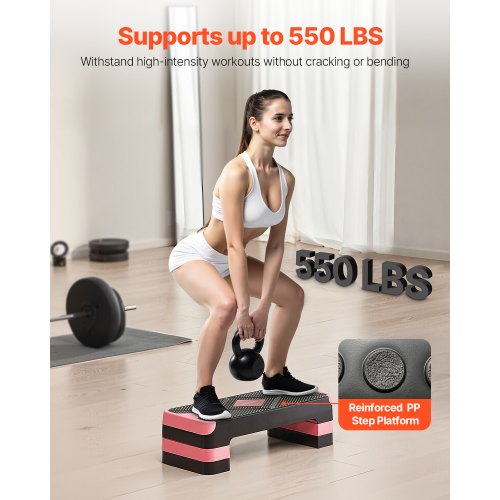 Aerobic Exercise Step Platform Justerbar Workout Stepmaskin 4 Riser Röd