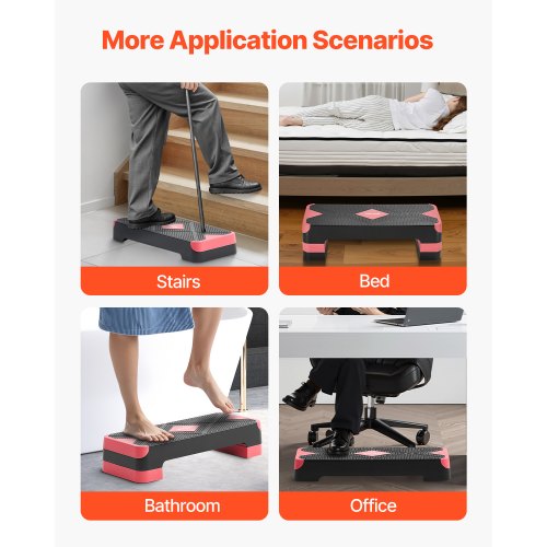 Aerobic Exercise Step Platform Justerbar Workout Stepmaskin 4 Riser Röd
