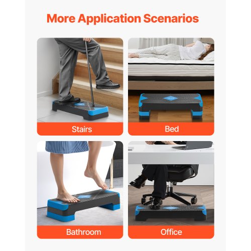 Aerobic Exercise Step Platform Justerbar Workout Stepmaskin 4 Riser Blå | EU