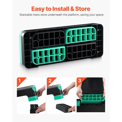 Aerobic Exercise Step Platform Justerbar Workout Stepmaskin 4 Riser Grön | EU