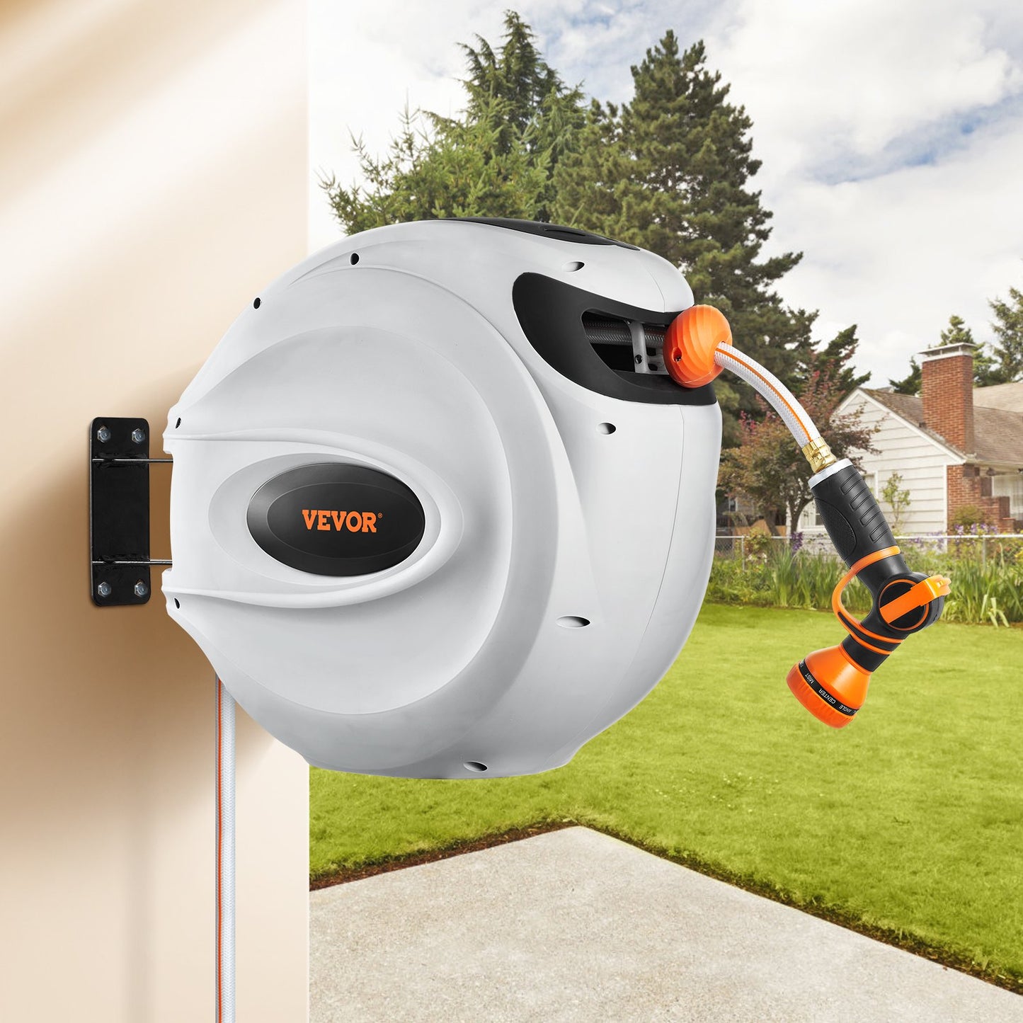 Retractable Garden Hose Reel 1/2 inch x 131.23 ft. Wall Mounted Hose Reel