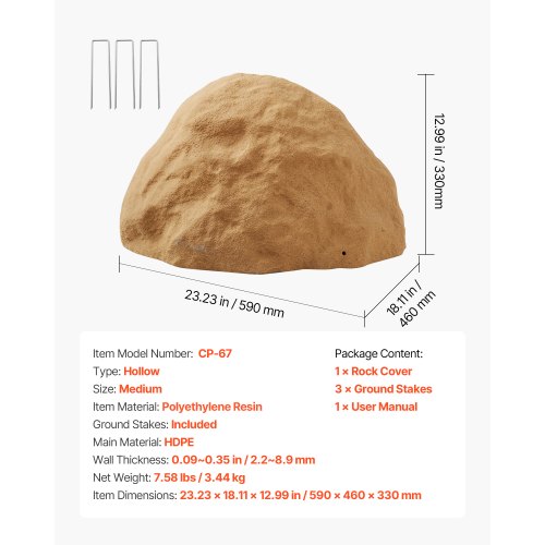 Konststensskydd, Konststensskydd för Utomhusbruk, Realistisk Naturlig Textur, Lätt & Väderbeständig Konststen för Landskapsarkitektur Trädgårdsdekoration, Sandbrun, Mellanstorlek | EU