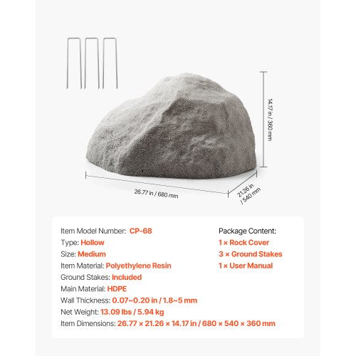 Konststensskydd, Konststensskydd för Utomhusbruk, Realistisk Naturlig Textur, Lätt & Väderbeständig Konststen för Landskapsarkitektur Trädgårdsdekoration, Mörkgrå, Mellanstorlek | EU