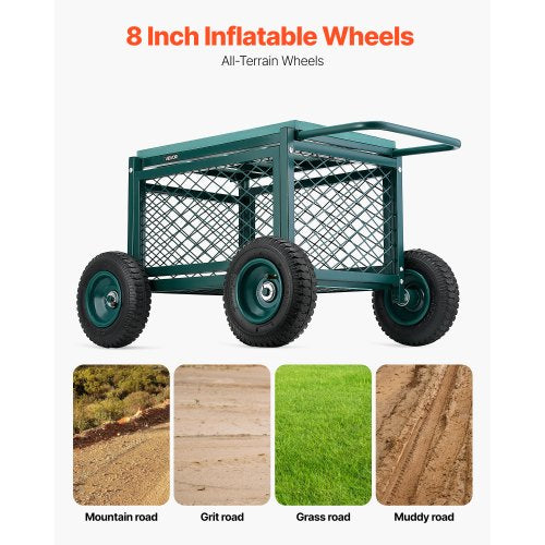 Rolling Garden Seat with Wheels 400 LB Heavy Duty Garden Cart with Storage