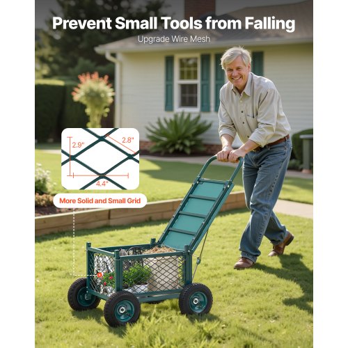 Rolling Garden Seat with Wheels 400 LB Heavy Duty Garden Cart with Storage