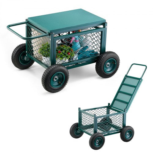 Rolling Garden Seat with Wheels 400 LB Heavy Duty Garden Cart with Storage