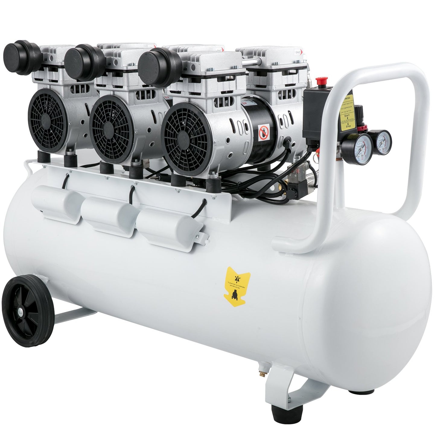 Air Compressor 80L Ultra Quiet Oil-Free Air Compressor Tank Quiet Air Compressor 2.2KW Oil-Free Compressor Low Noise with Safe Solenoid Valve