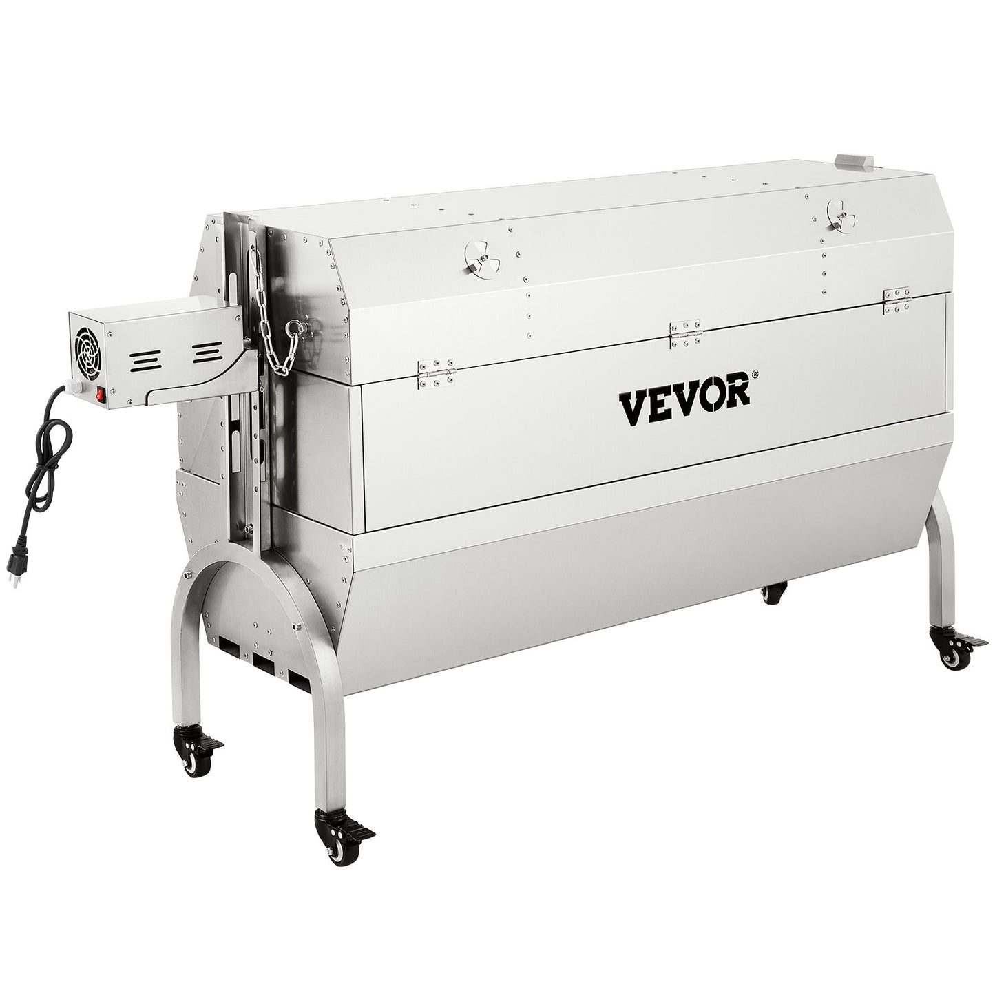 Lamb Rotisserie, 132lbs kapacitet, rostfritt stål Grisspett grillstek, med 40W motor & justerbar höjd Låsbara hjul och baffelskydd för utomhuscamping fest lägereld grill