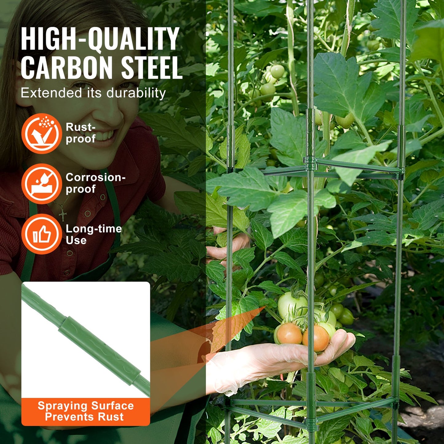 6-pack tomatburar för trädgård 48" stödbur för tomatplantor