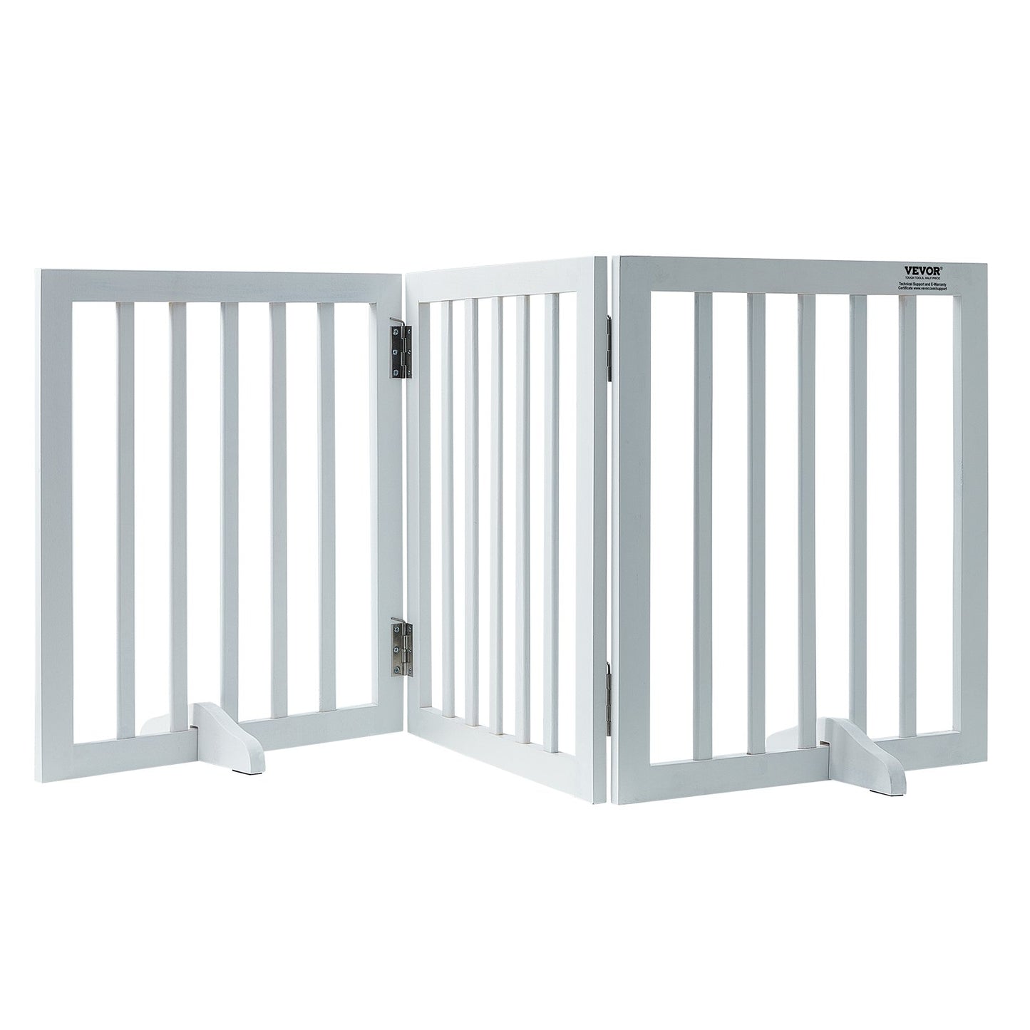 Fristående Dog Gate 24x60 tum Fristående Pet Gate Vikbar Vit