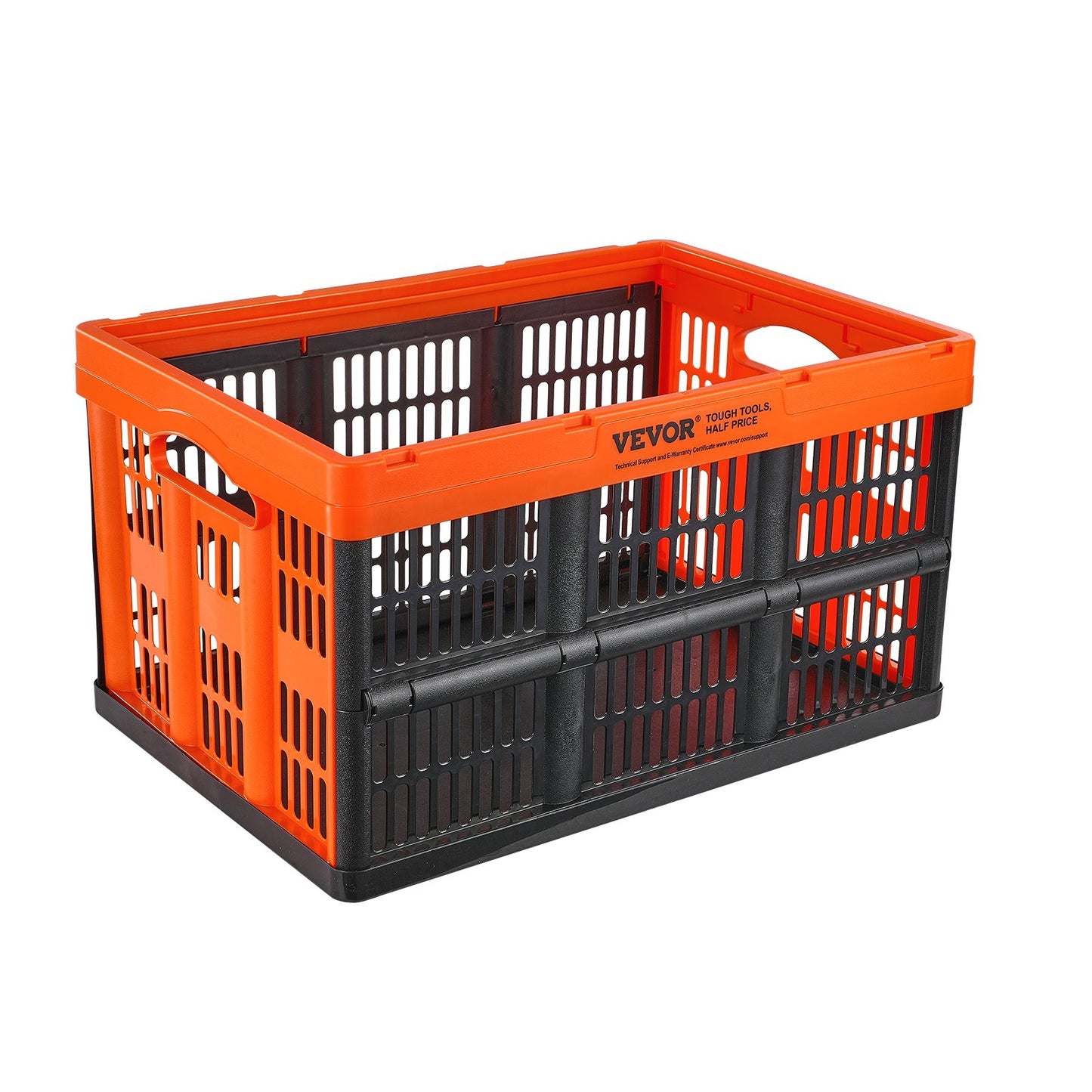Hopfällbar förvaringskorg i plast, 45L 3-pack, hopfällbara staplingsbara förvaringsbehållare/behållare med handtag, stora tunga behållare för kläder, leksaker, böcker, mellanmål, skor och mathantering