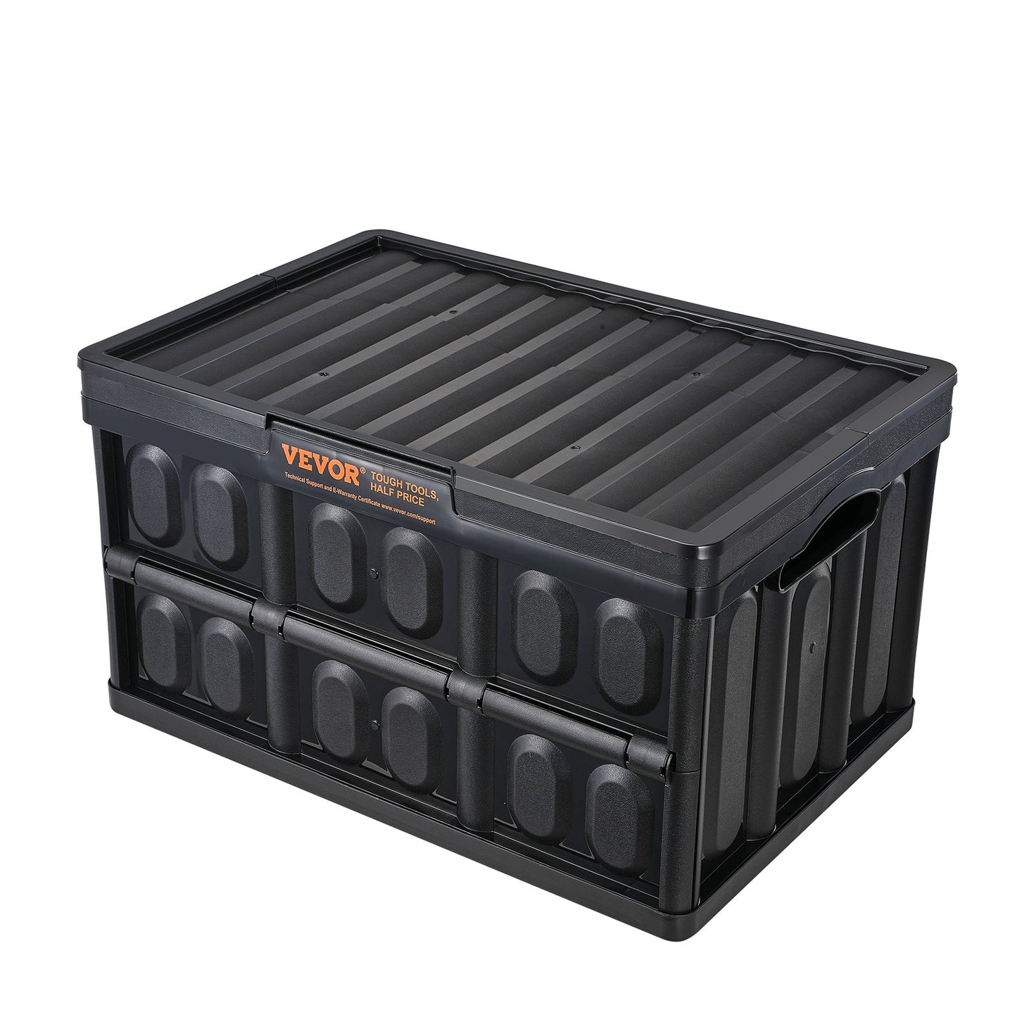 Hopfällbara förvaringskärl med lock, 45L 3-pack, hopfällbara plastlådor med handtag, stora tunga behållare för kläder, leksaker, böcker, mellanmål, skor och mathantering