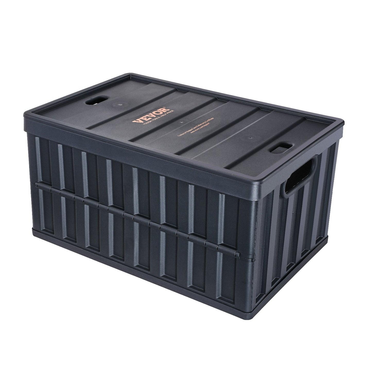Hopfällbara förvaringskärl med lock, 65 L 3-pack, hopfällbara plastlådor med handtag, stora tunga behållare för kläder, leksaker, böcker, snacks, skor och mathantering
