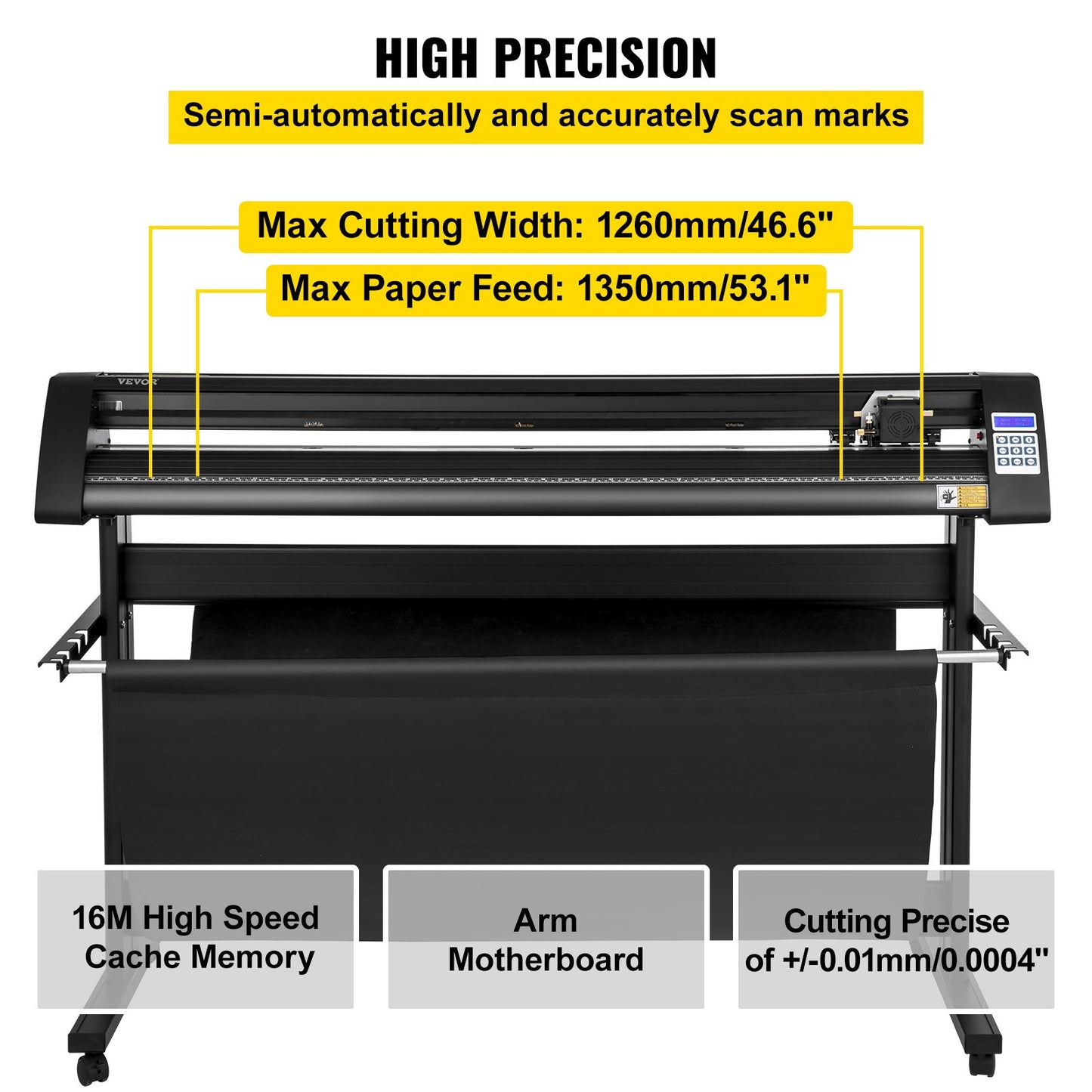 Vinyl cutter, 1350mm vinyl plotter, LED screen plotter cutter, semi-automatic built-in optical eye, compatible with SignCut software for Mac and Windows systems with stand
