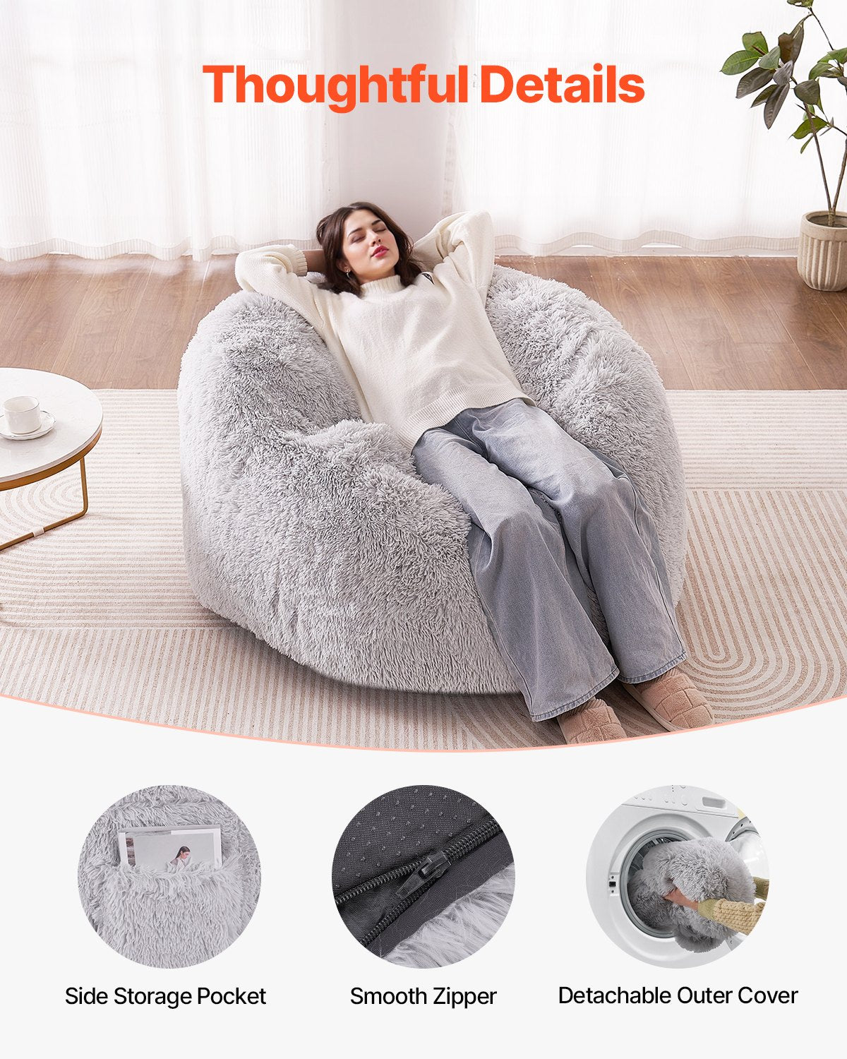 Bean Bag Sängstol Konvertibel från stol till lounge eller madrass Grå-Full