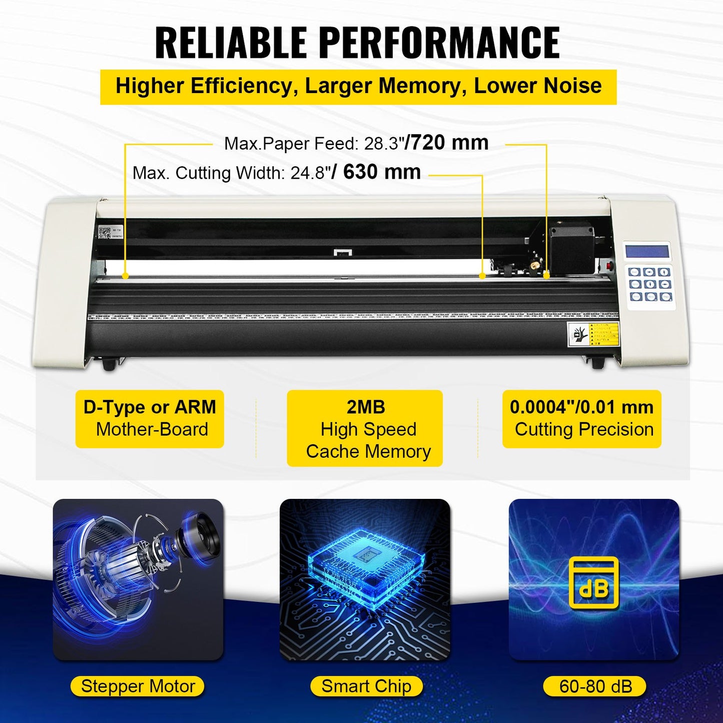 Vinyl Cutter 28 Inch Vinyl Cutter Machine 720mm Pappersmatning Vinyl Plotter Cutter Machine med robust golvstativ för att skära papper Vit
