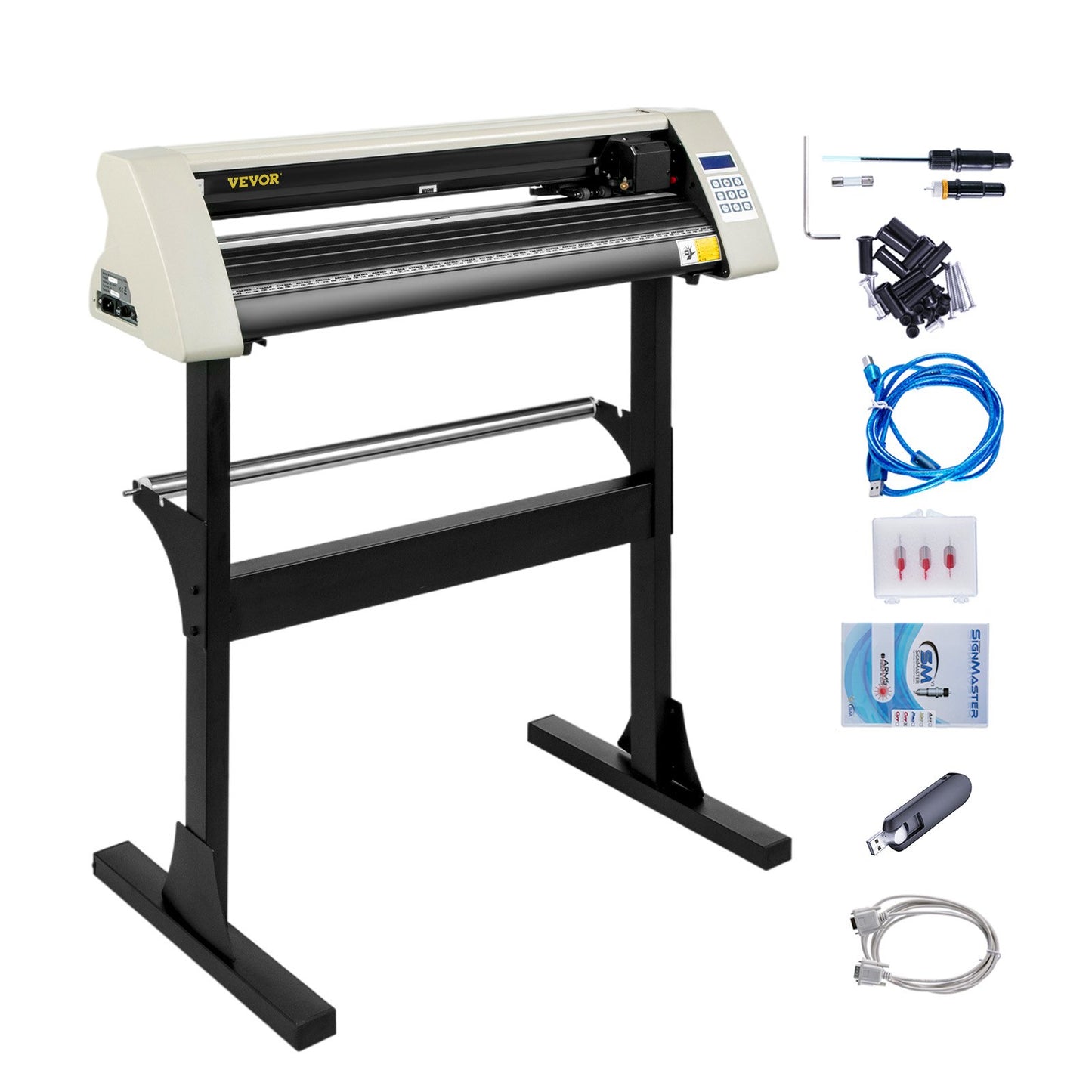 Vinyl Cutter 28 Inch Vinyl Cutter Machine 720mm Pappersmatning Vinyl Plotter Cutter Machine med robust golvstativ för att skära papper Vit